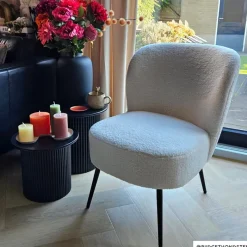 Xenos Fauteuils-Fauteuil teddy - wit - 77x69x60 cm