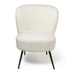 Xenos Fauteuils-Fauteuil teddy - wit - 77x69x60 cm