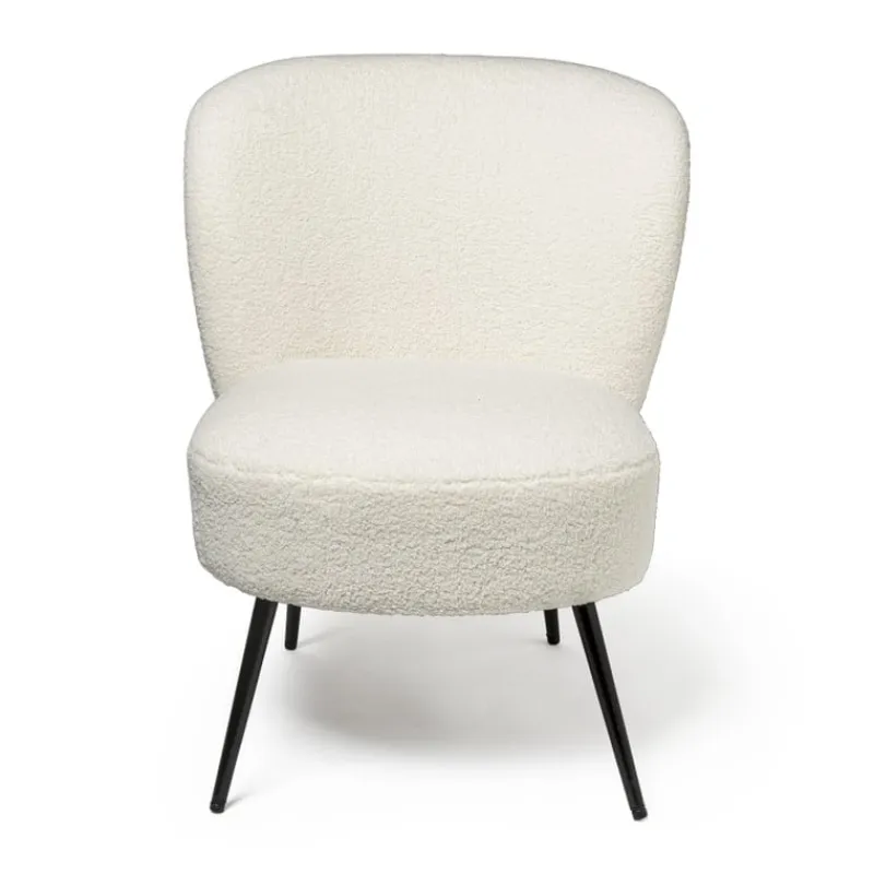 Xenos Fauteuils-Fauteuil teddy - wit - 77x69x60 cm