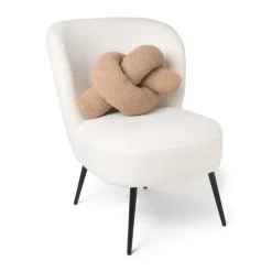 Xenos Fauteuils-Fauteuil teddy - wit - 77x69x60 cm