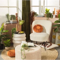 Xenos Fauteuils-Fauteuil teddy - wit - 77x69x60 cm