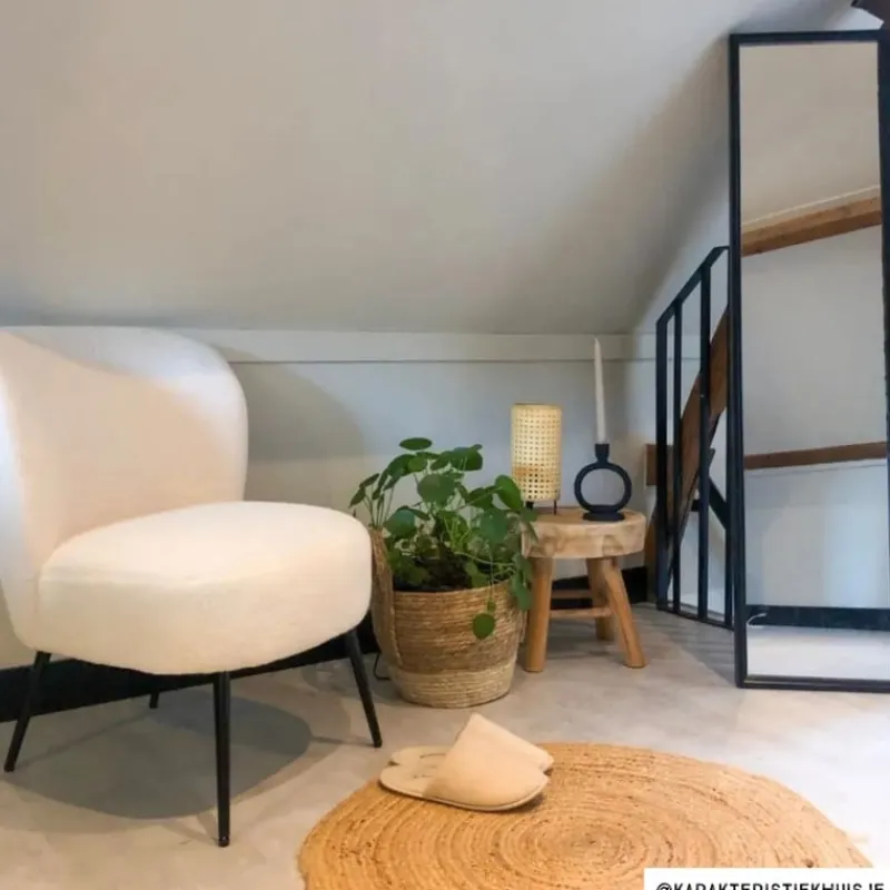 Xenos Fauteuils-Fauteuil teddy - wit - 77x69x60 cm