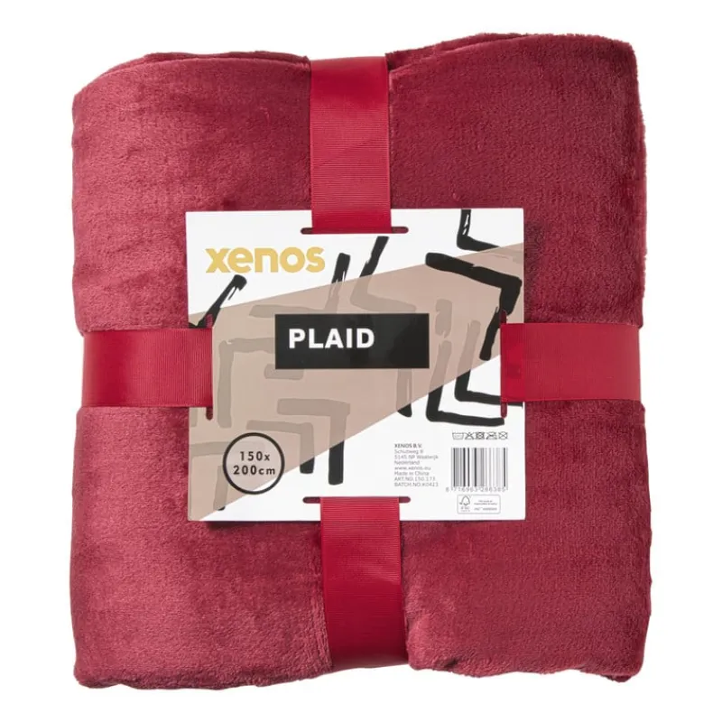 Xenos Kerstcadeaus|Plaids-Fleece deken - bordeauxrood - 200x150 cm