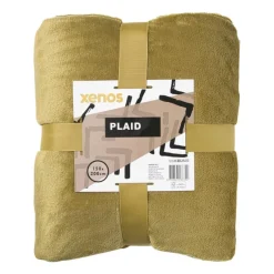 Xenos Plaids-Fleece deken - olijfgroen - 200x150 cm