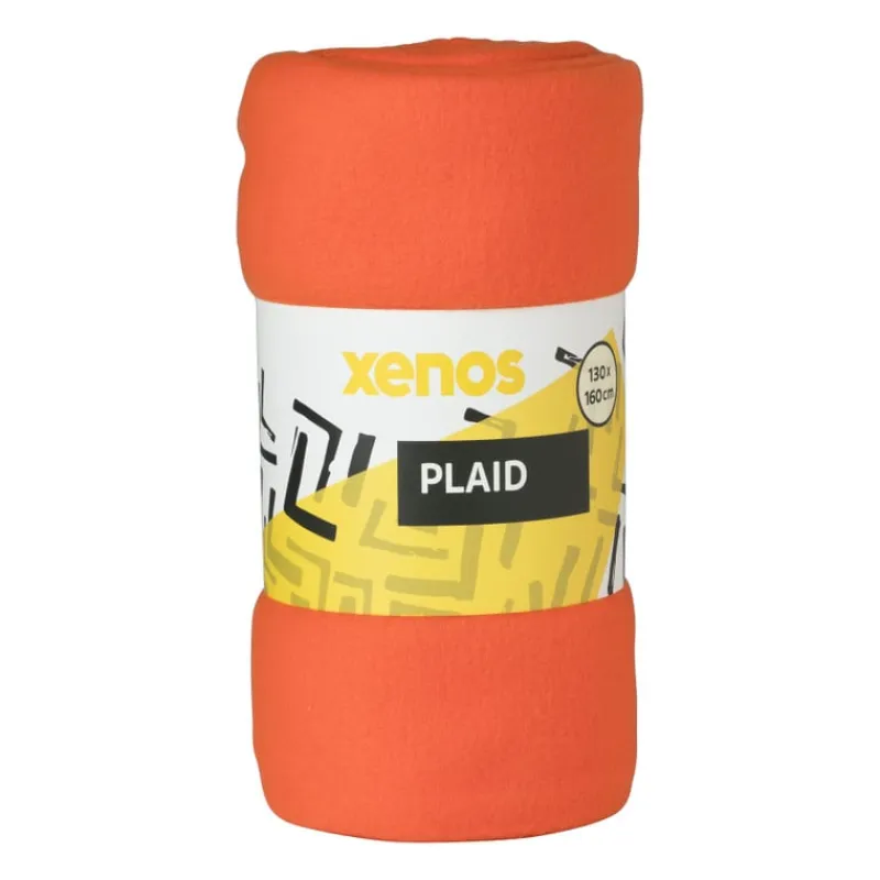 Xenos Plaids-Fleece deken - oranje - 160x130 cm