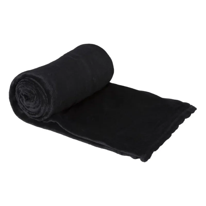 Xenos Plaids-Fleece deken - zwart - 200x150 cm