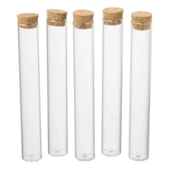 Xenos Knutselspullen-Flesjes met kurk - set van 5 - 15 cm