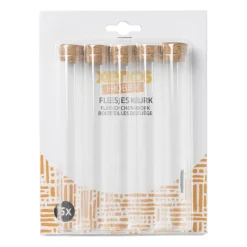 Xenos Knutselspullen-Flesjes met kurk - set van 5 - 15 cm