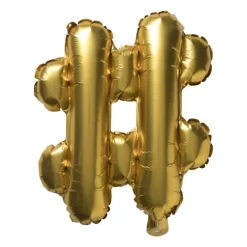 Xenos Ballonnen-Folieballon # - goudkleurig - 40 cm
