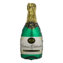 Xenos Ballonnen|Verjaardagen-Folieballon XL champagnefles - groen/goud - 93 cm