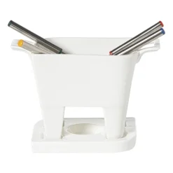Xenos Fondue-Fondue set met 4 vorken - wit - 20x12x10.5 cm