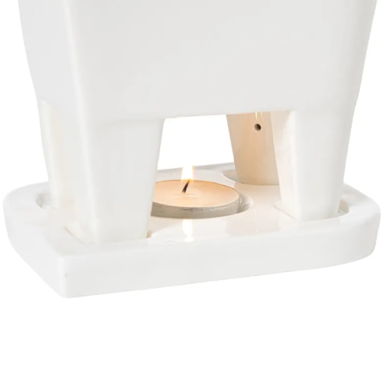 Xenos Fondue-Fondue set met 4 vorken - wit - 20x12x10.5 cm