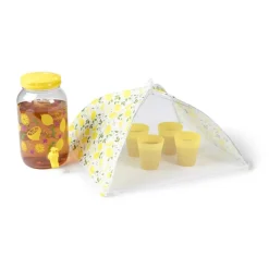 Xenos Foodcovers|Buitenservies-Foodcover citroen - geel/wit - 45x45 cm