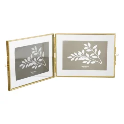 Xenos Fotolijsten-Fotolijst tweeluik - goudkleurig - 15x20x2 cm