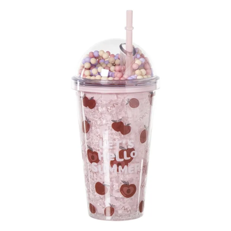 Xenos Kerstcadeaus|Kinderservies-Funny beker appel - roze - 450 ml