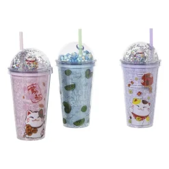 Xenos Kinderservies|Kerstcadeaus-Funny beker kat - paars - 450 ml