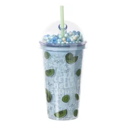 Xenos Kinderservies|Kerstcadeaus-Funny beker kiwi - blauw - 450 ml