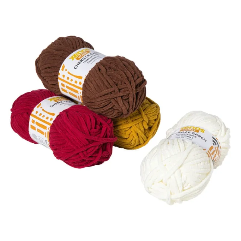 Xenos Garen-Garen chenille - rood - 100 gram - 60 meter