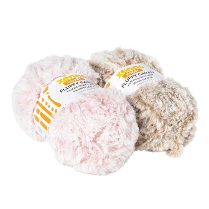 Xenos Garen-Garen fluffy - beige/roze - 100 gram - 60 meter
