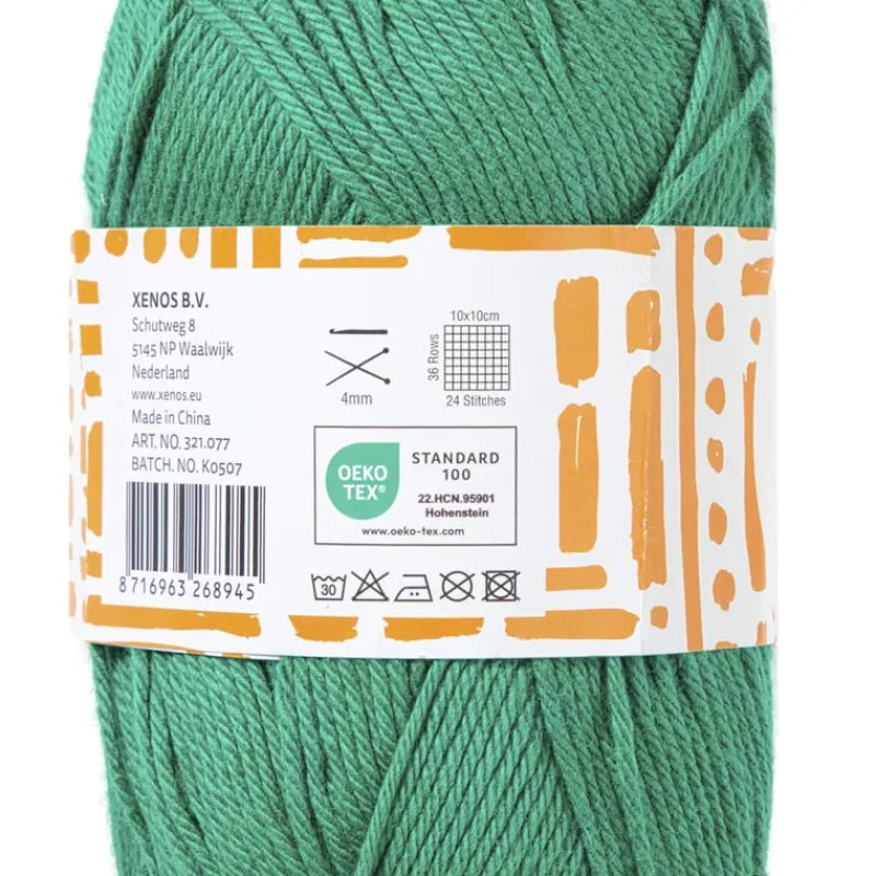 Xenos Garen-Garen katoen - groen - 50 gram - 125 meter