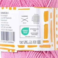 Xenos Garen-Garen katoen - roze - 50 gram - 125 meter