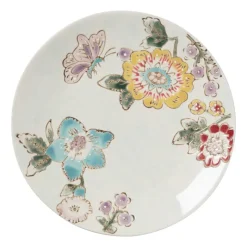 Xenos Borden-Gebaksbordje bloemen en vlinder - multikleur - ø15 cm