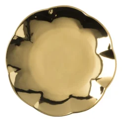 Xenos Borden-Gebaksbordje goud - keramiek - ø15.5x2 cm