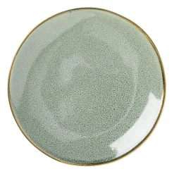 Xenos Borden-Gebaksbordje met gouden rand - groen - ø15 cm