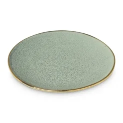 Xenos Borden-Gebaksbordje met gouden rand - groen - ø15 cm