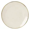 Xenos Borden-Gebaksbordje met gouden rand - beige - ø15 cm
