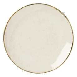Xenos Borden-Gebaksbordje met gouden rand - beige - ø15 cm