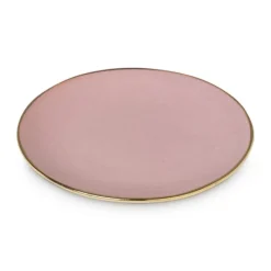 Xenos Borden-Gebaksbordje met gouden rand - roze - ø15 cm