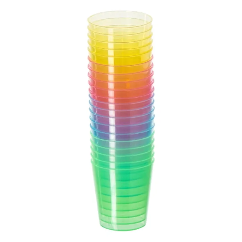 Xenos Wegwerpservies-Gekleurde shotglaasjes - multikleur - set van 20