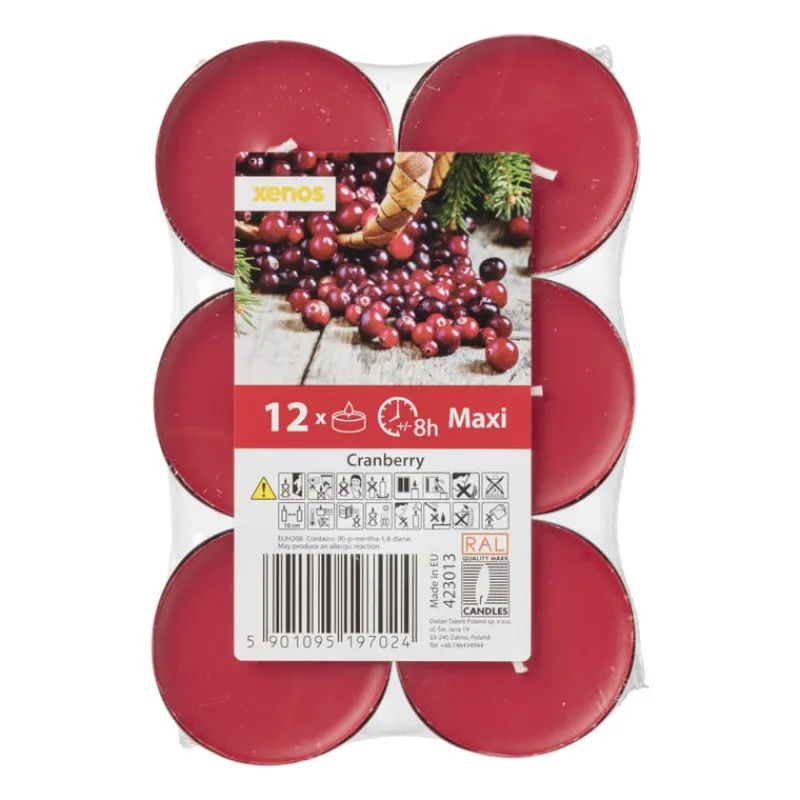 Coolmax Geurkaarsen|Geurkaarsen-Geurwaxinelichten - cranberry - set van 12