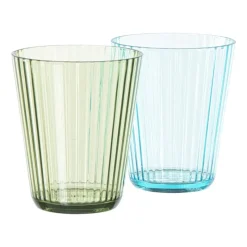 Xenos Waterglazen-Glas streep - groen - 300 ml