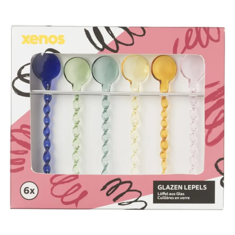 Xenos Lepels-Glazen lepels - set van 6 - 14.8 cm