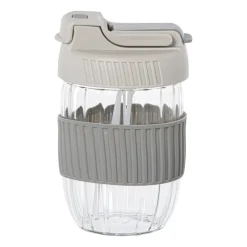 Xenos Drinkflessen-Glazen to-go beker - grijs - 350 ml