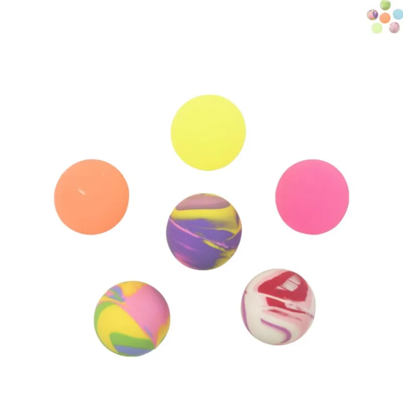 Xenos Spellen|Buitenspeelgoed-Glow in the dark stuiterbal - set van 6 - diverse varianten