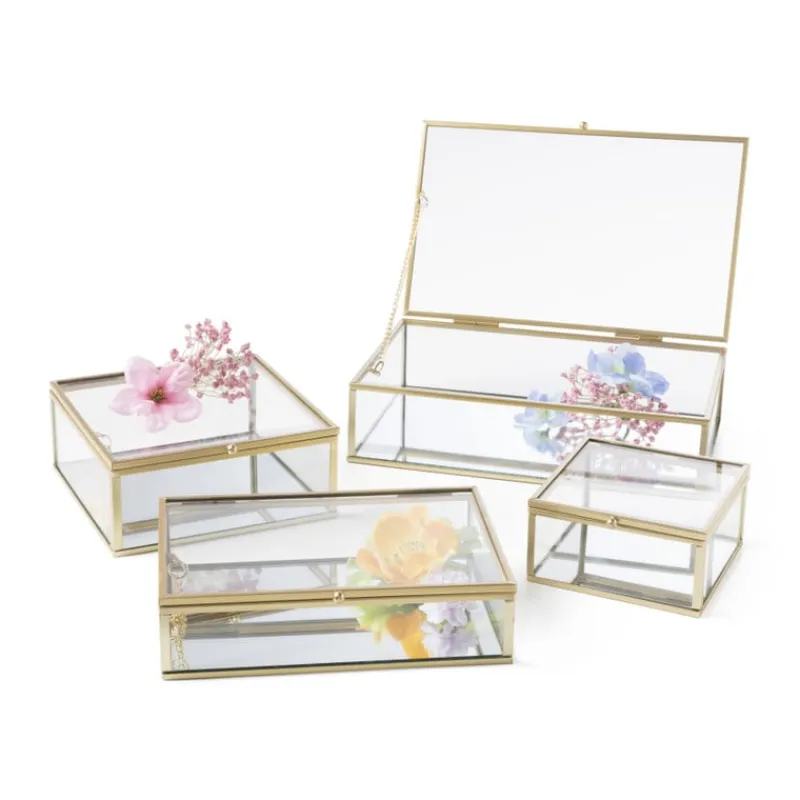 Xenos Sieraden Opbergen|Kerstcadeaus-Gouden box groot - vierkant - 14x14x6 cm