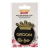 Xenos Bruiloft-Groom to be button - zwart/goudkleurig - set van 6