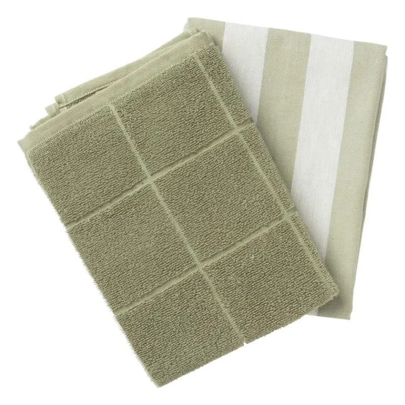 Xenos Thee- En Keukendoeken-Handdoek - groen - 50x50 cm