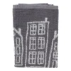Xenos Thee- En Keukendoeken-Handdoek antraciet huisjes - antraciet/wit - 50x50 cm