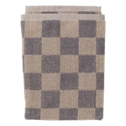 Xenos Thee- En Keukendoeken-Handdoek blokjes - antraciet/taupe - 50x50 cm