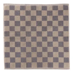 Xenos Thee- En Keukendoeken-Handdoek blokjes - antraciet/taupe - 50x50 cm