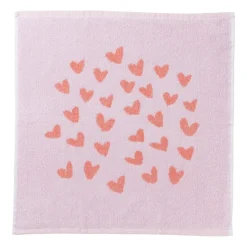 Xenos Thee- En Keukendoeken-Handdoek hartjes - lila/koraal - 50x50 cm