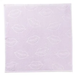 Xenos Thee- En Keukendoeken-Handdoek lippen - lila/wit - 50x50 cm