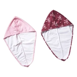 Xenos Badkamer Accessoires|Kerstcadeaus-Handdoek tulband - strikjes - set van 2