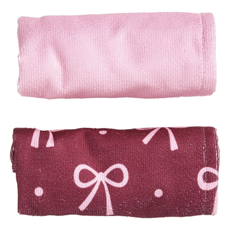 Xenos Badkamer Accessoires|Kerstcadeaus-Handdoek tulband - strikjes - set van 2