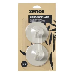 Xenos Badkamer Accessoires-Handdoekhaken - beige - set van 2