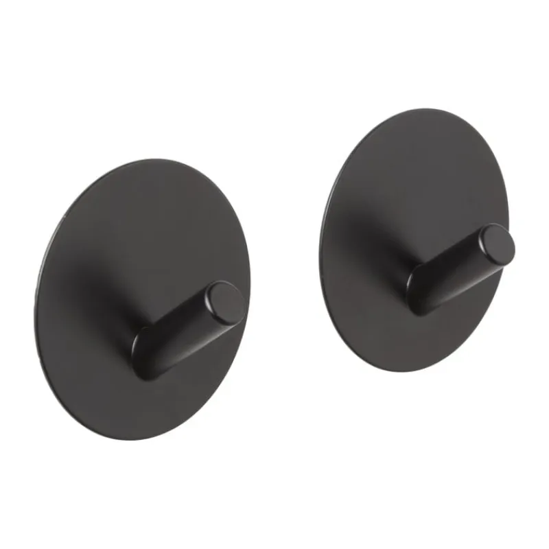 Xenos Badkamer Accessoires-Handdoekhaken - zwart - set van 2